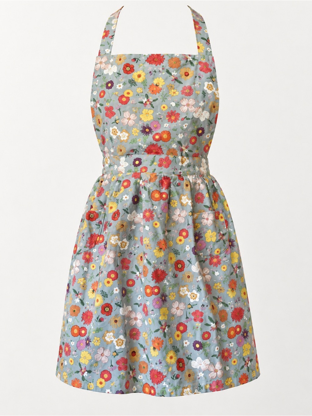 Now Designs Cotton Whimsy Blue Pink Cottage Floral Classic Apron